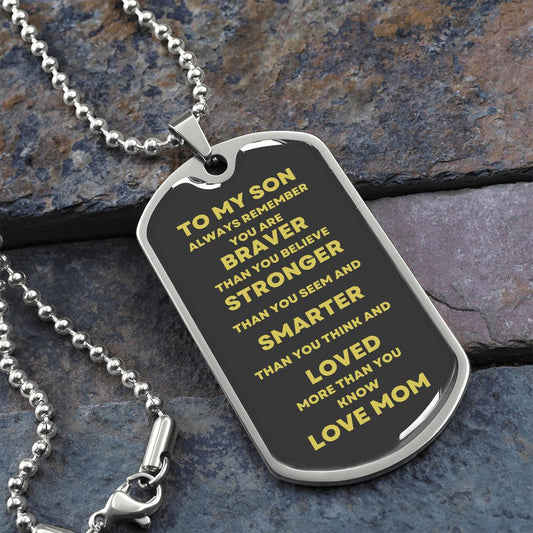 TO MY SON DOG TAG LOVE MOM