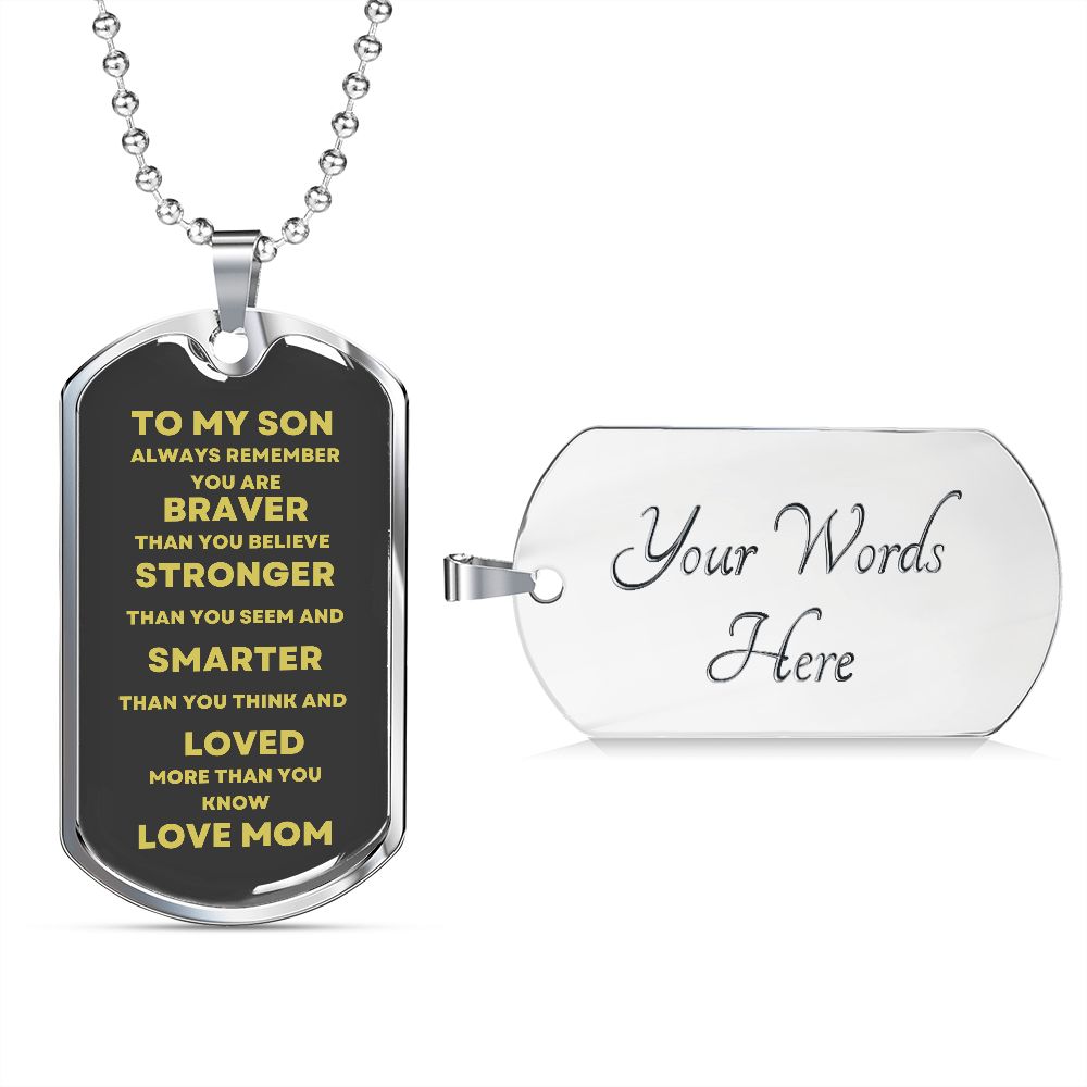 TO MY SON DOG TAG LOVE MOM