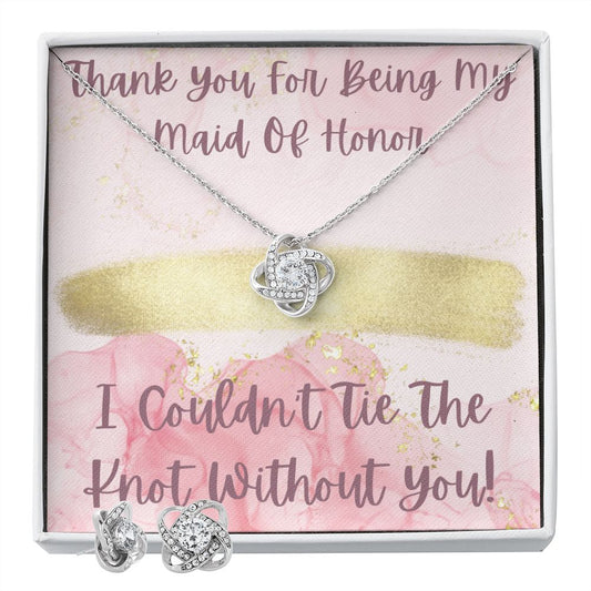 Maid Of Honor Love Knot Necklace and Earring Set