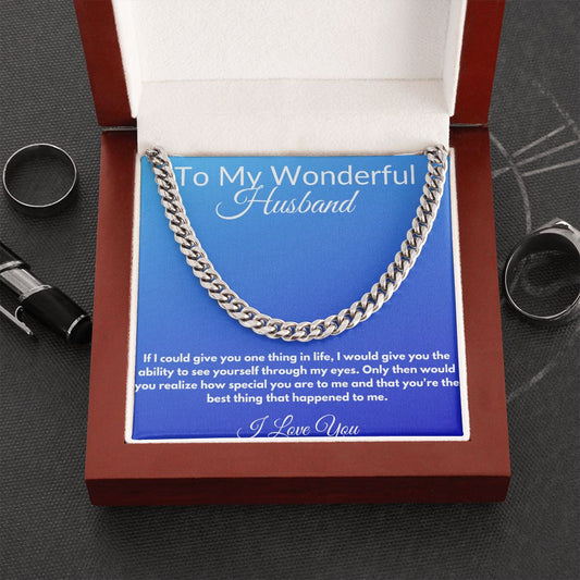 For My Wonderful Husband Cuban Link Chain Necklace