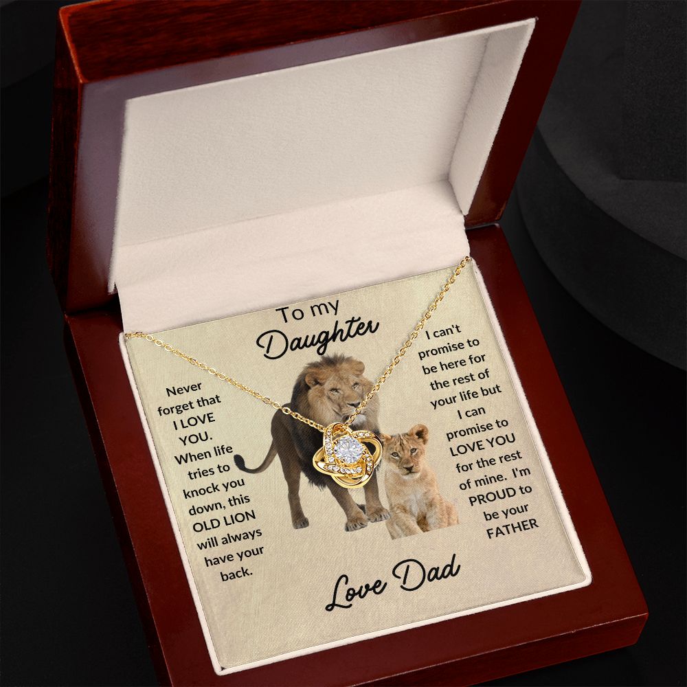 Daughter Lion Love Knot Necklace Love Dad