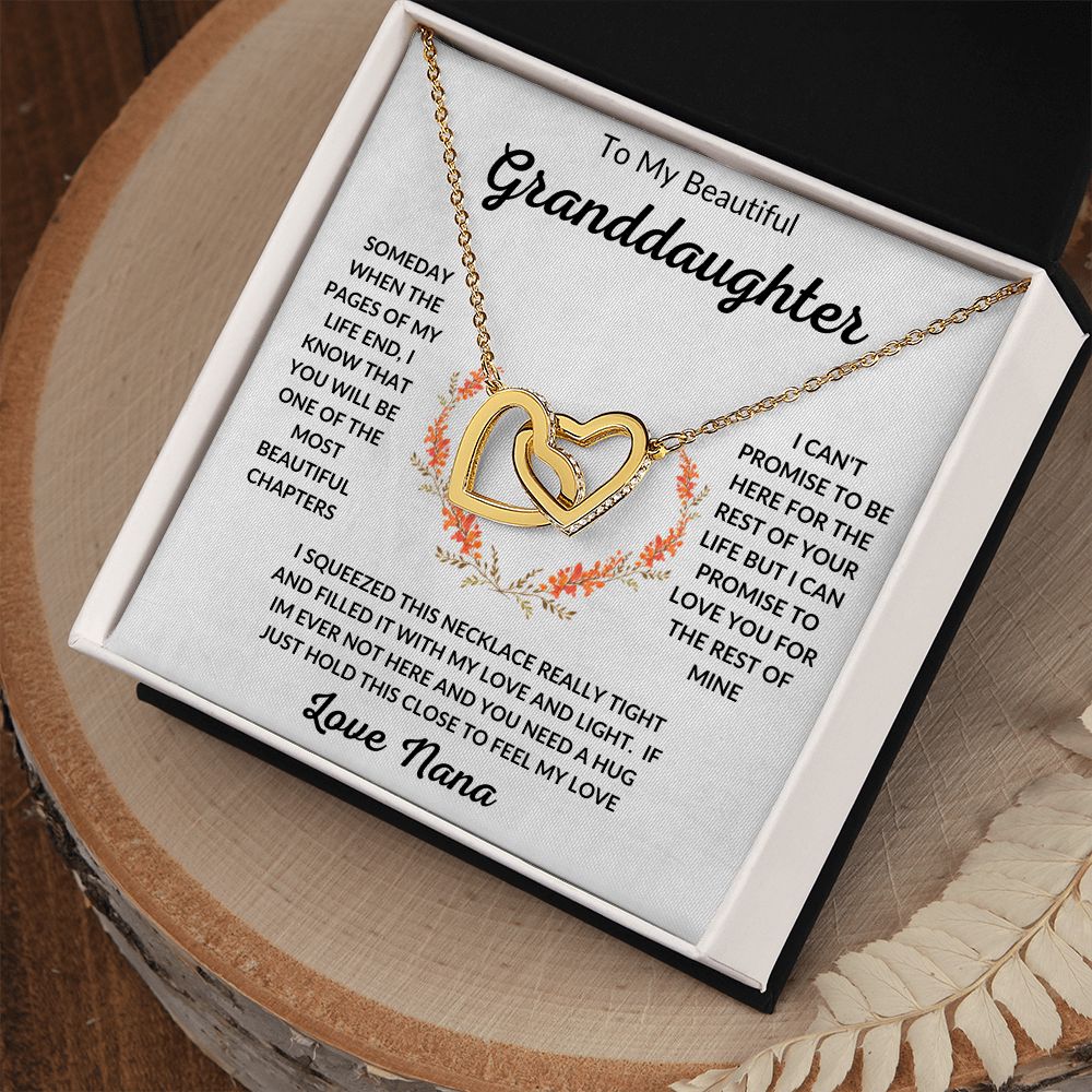 To My Granddaughter Love Nana Interlocking Hearts Necklace