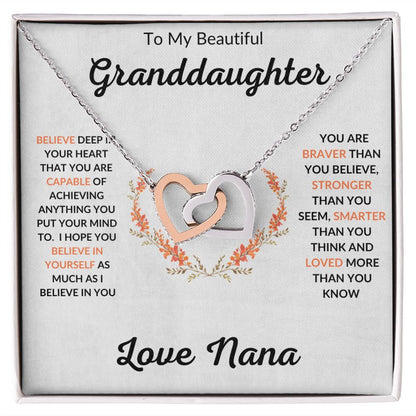 Beautiful Granddaughter Love Nana Interlocking Hearts