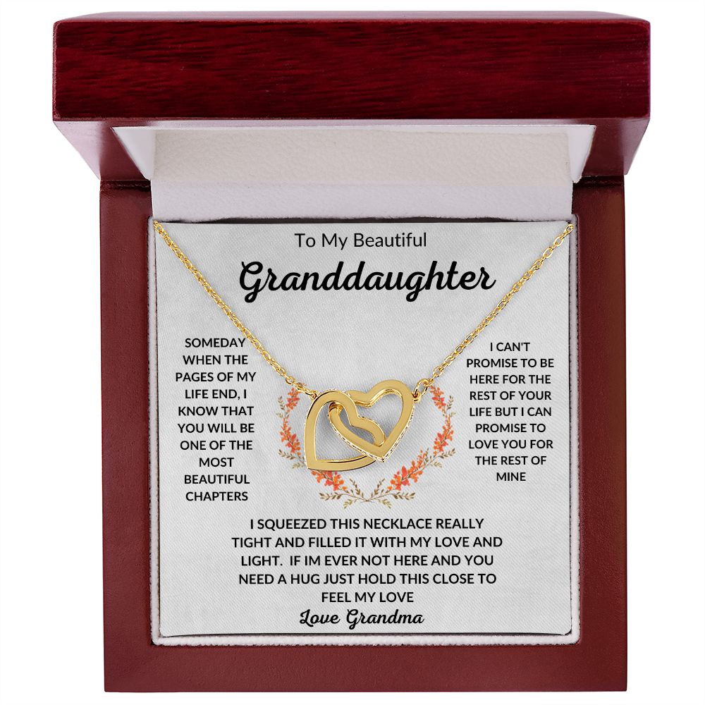 To My Granddaughter Love Grandma Interlocking Hearts Necklace