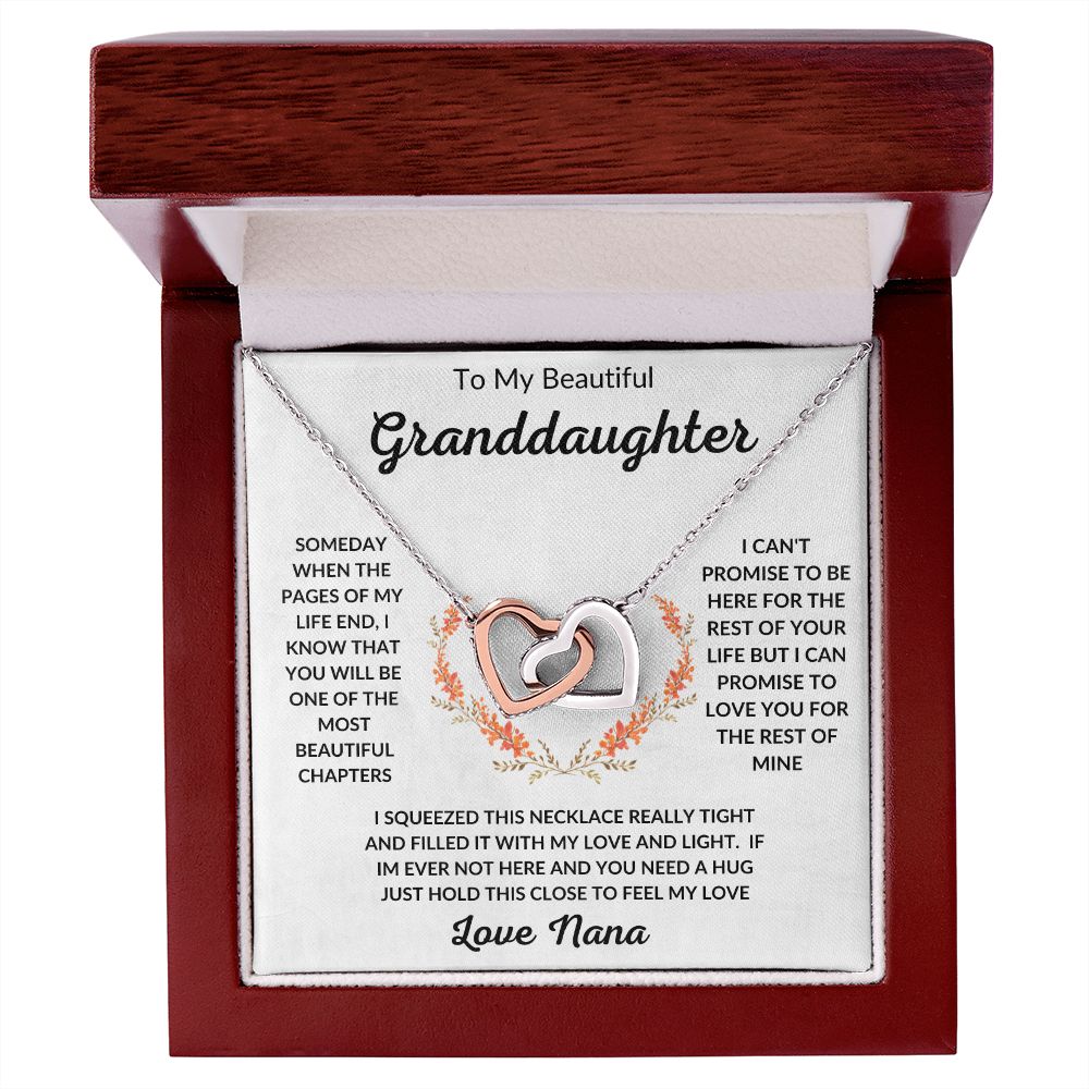 To My Granddaughter Love Nana Interlocking Hearts Necklace
