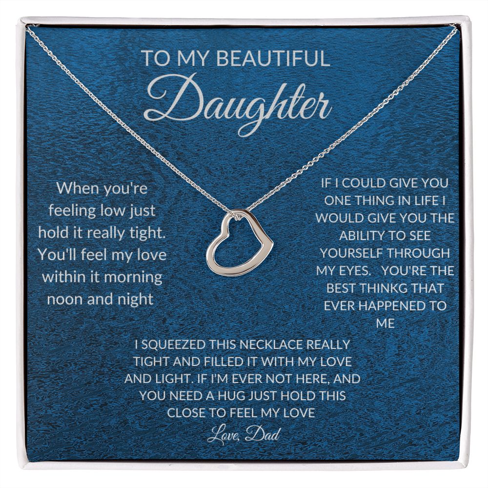 To My Beautiful Daughter Delicate Heart Necklace