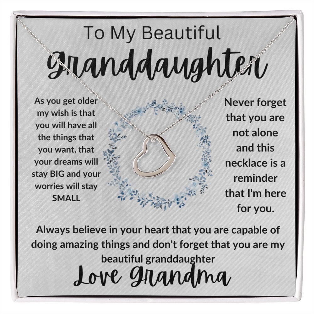To My Granddaughter Love Grandma Delicate Heart Necklace