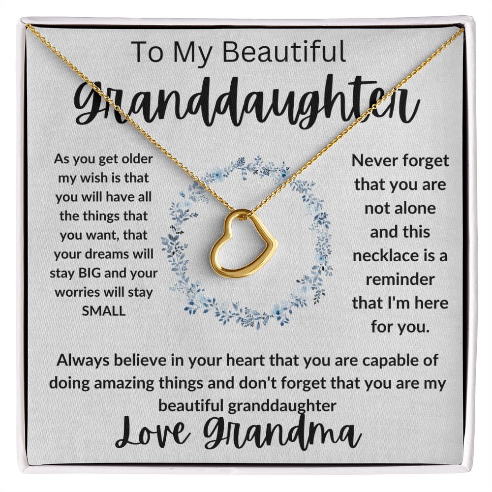 To My Granddaughter Love Grandma Delicate Heart Necklace
