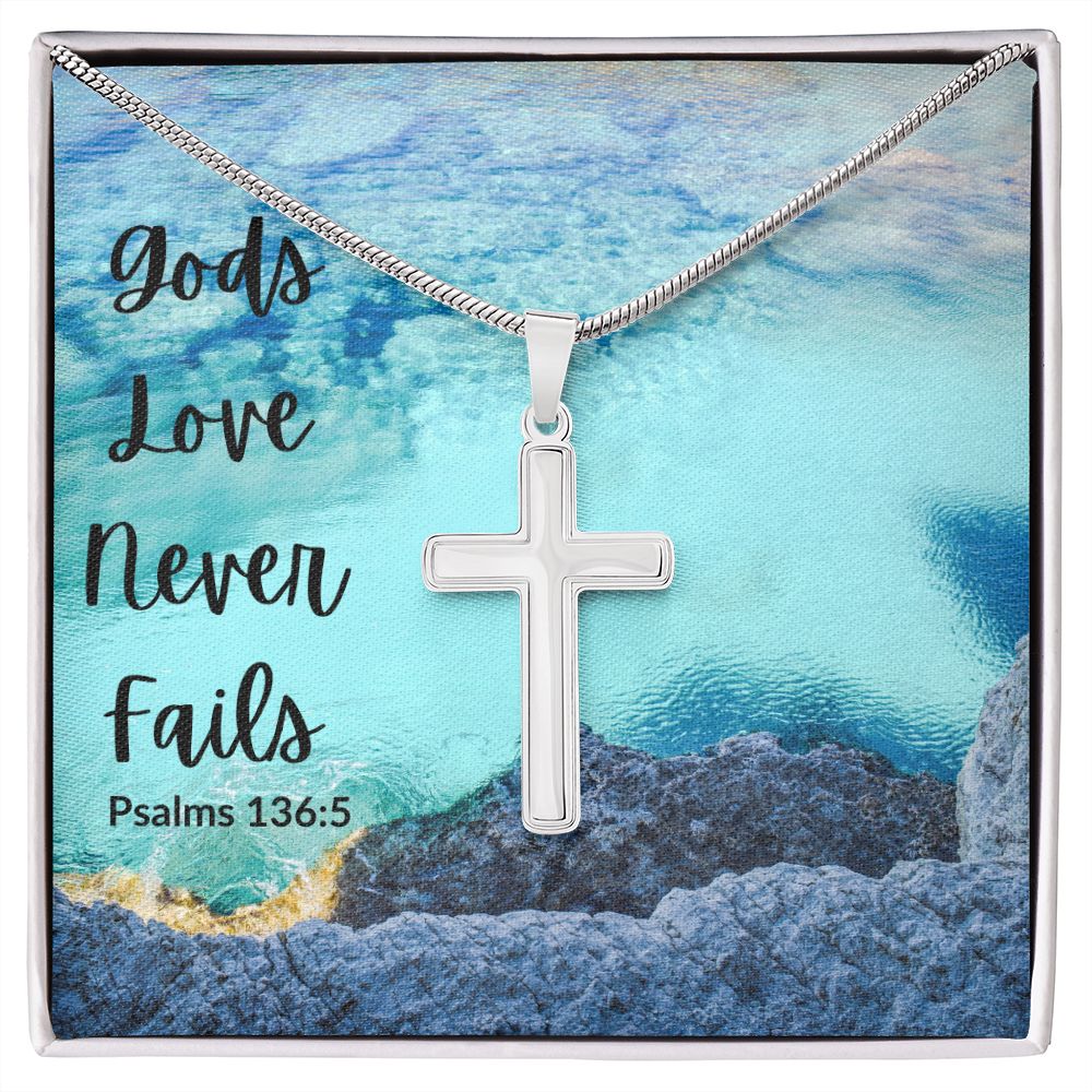 Gods Love Never Fails Cross Necklace